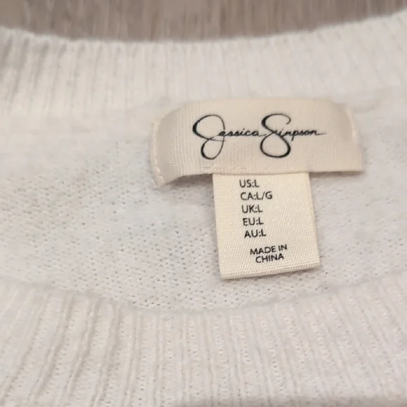 Jessica Simpson Cream Sweater with Pink Bow Large - Picture 4 of 7